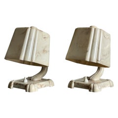 Stunning and Rare Pair of 1930s Art Deco Table or Bedside Lamps Made of Bakelite