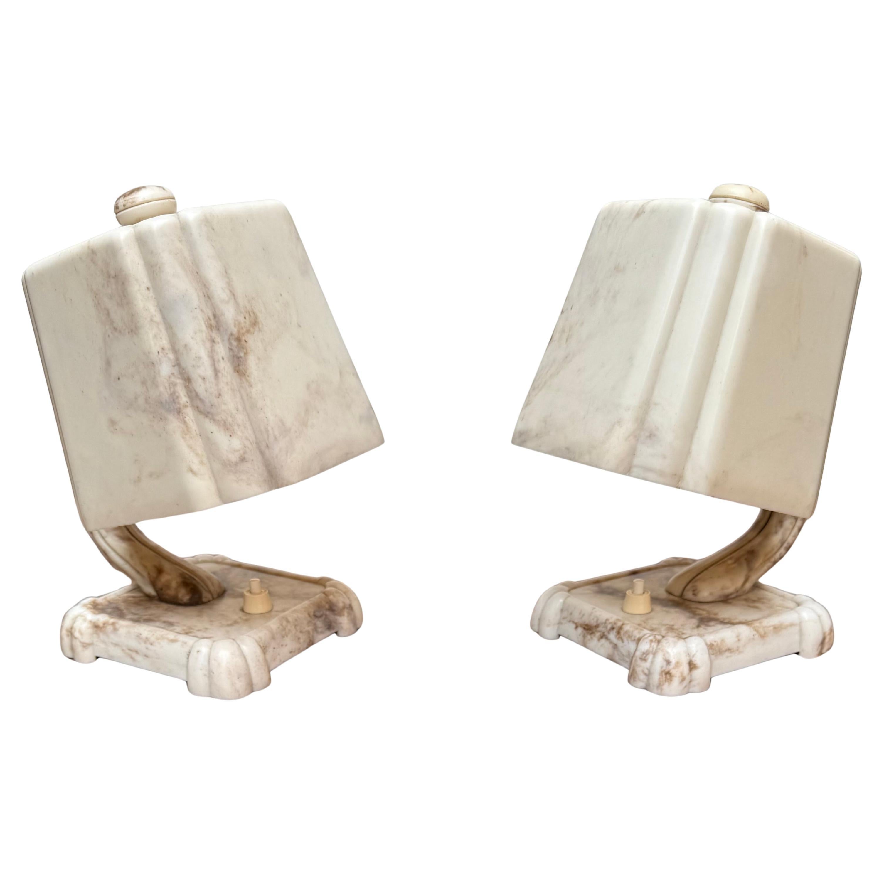 Stunning and Rare Pair of 1930s Art Deco Table or Bedside Lamps Made of Bakelite