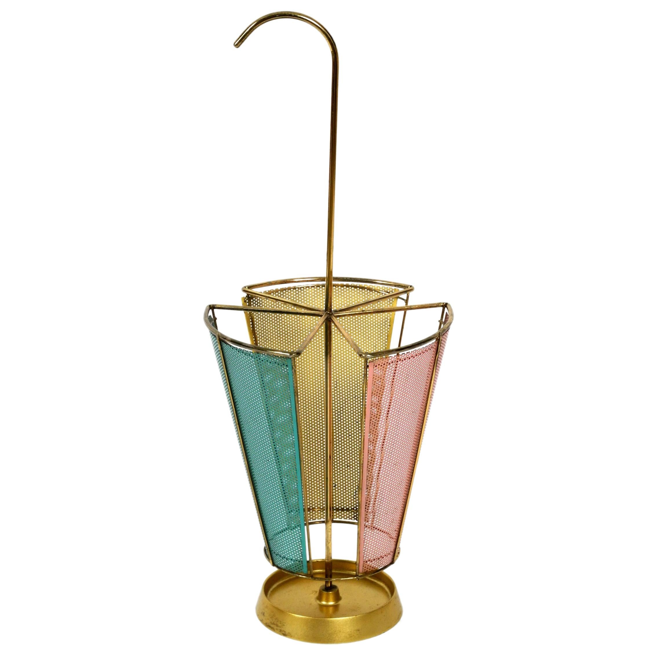 Stunning and Rare Perforated Metal Mid Century Modern Umbrella Stand at