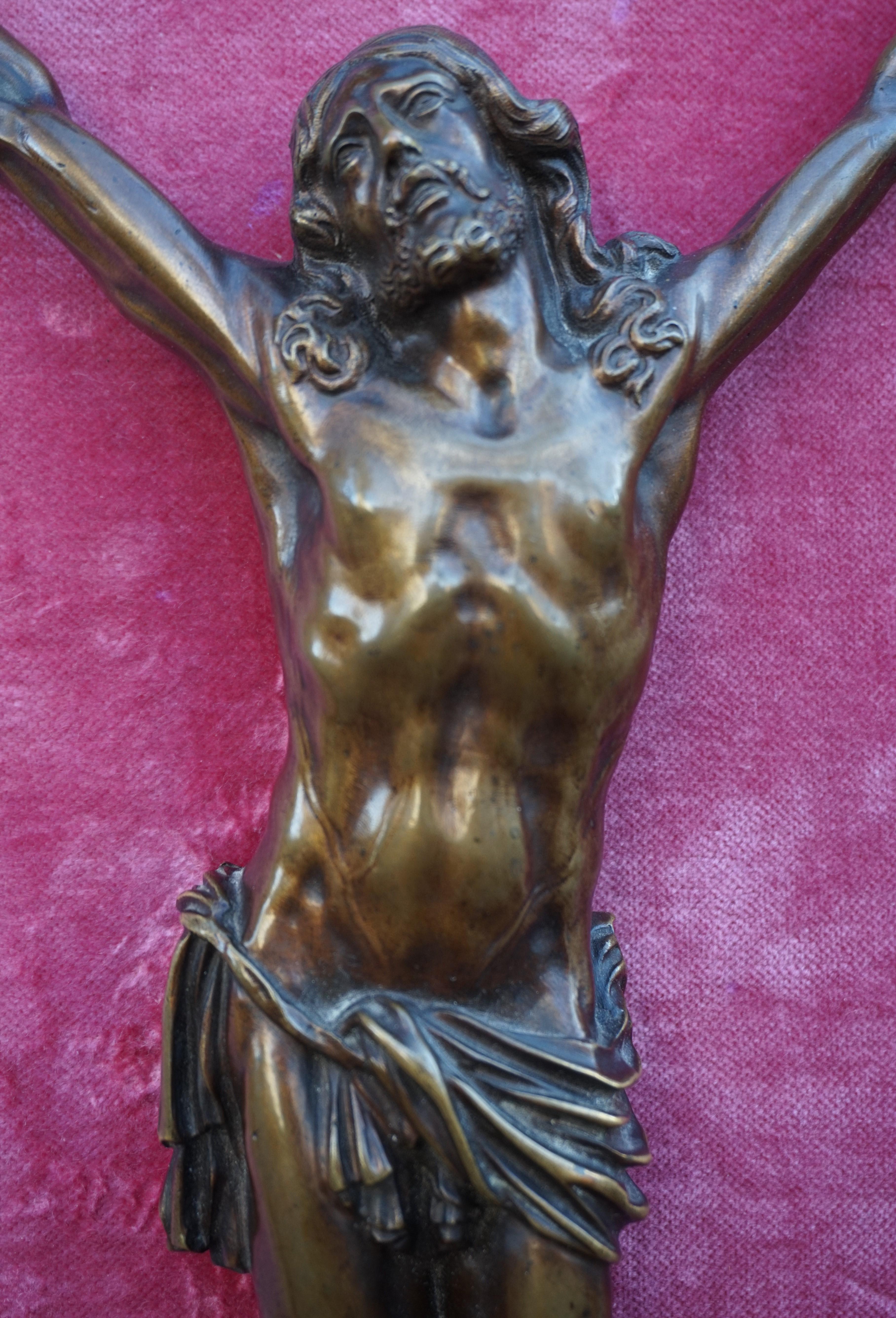 European Stunning and Solid Bronze Corpus of Christ with Amazing Details and Great Patina