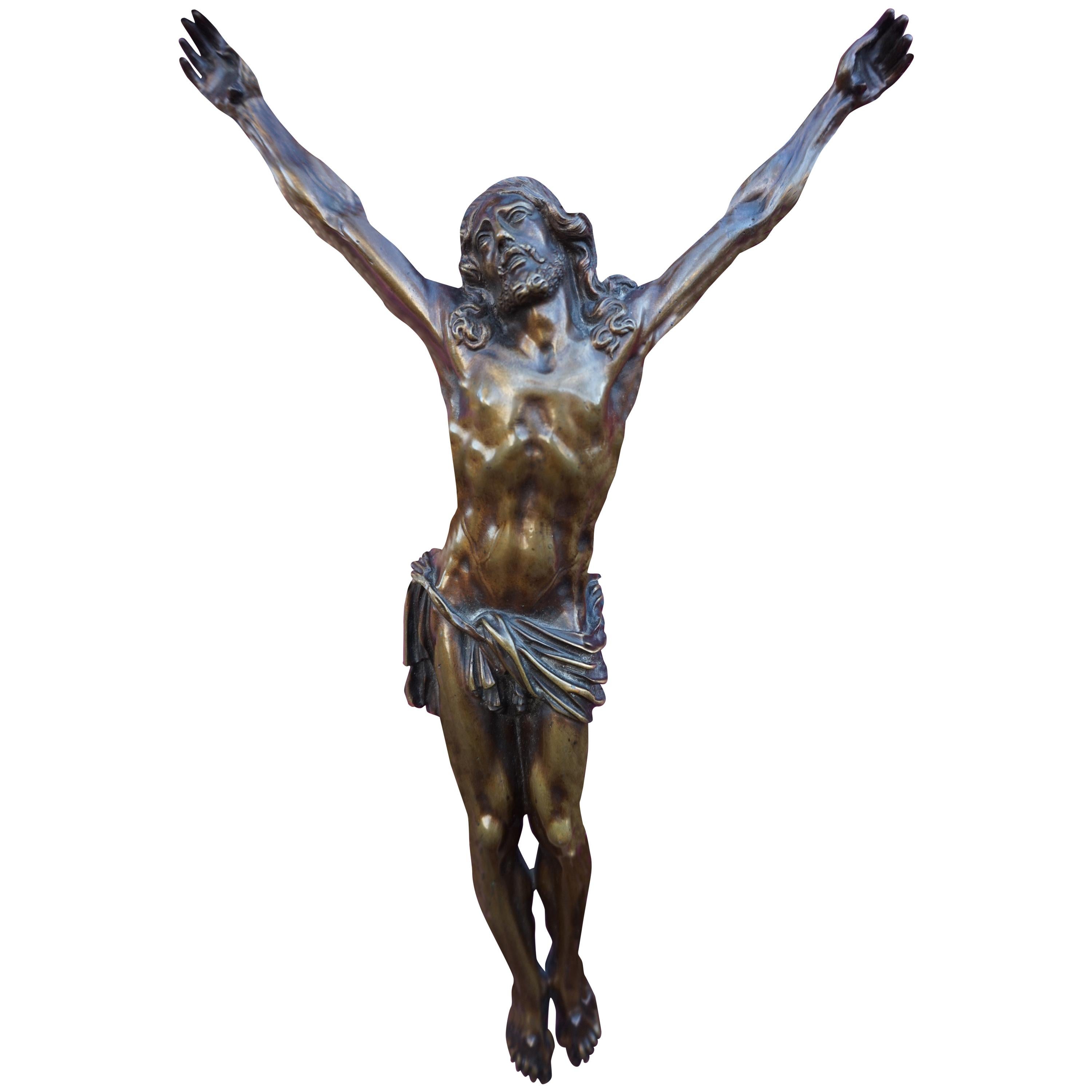 Stunning and Solid Bronze Corpus of Christ with Amazing Details and Great Patina