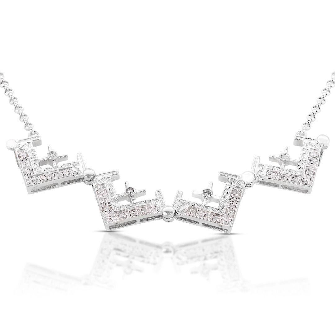 Stunning and Unique 0.33ct Cluster Necklace set in 18K White Gold For Sale 1