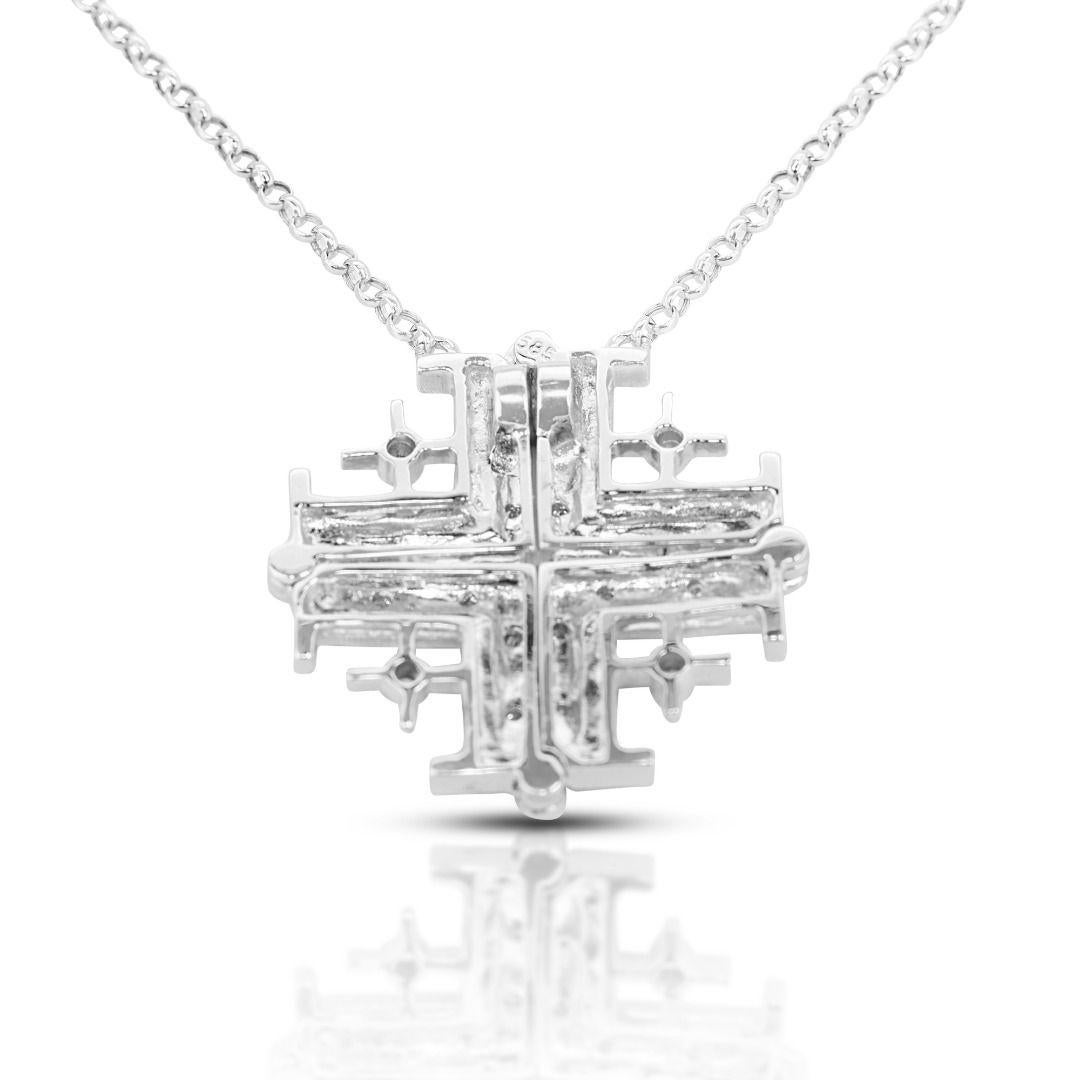 Stunning and Unique 0.33ct Cluster Necklace set in 18K White Gold For Sale 2