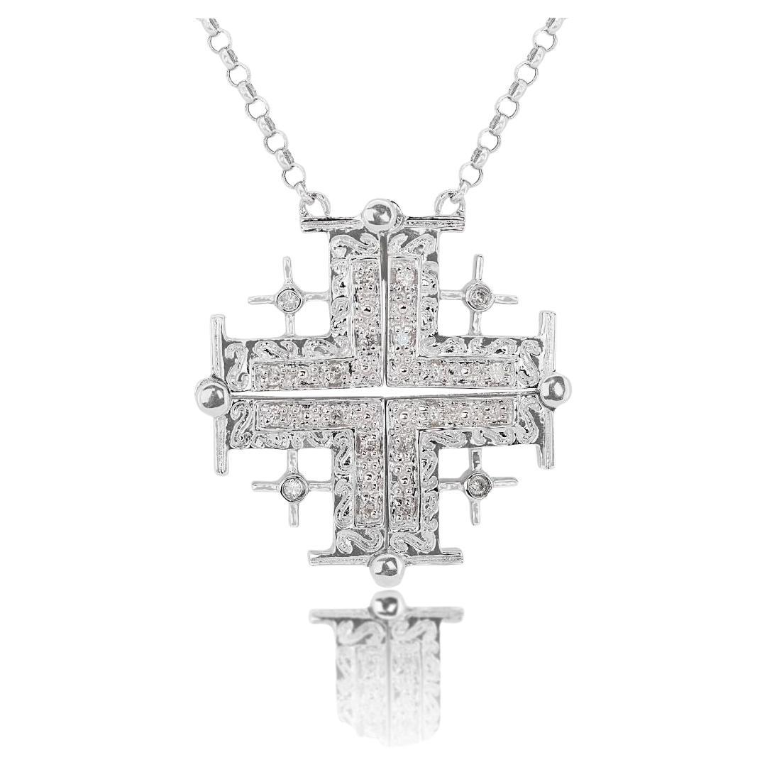 Stunning and Unique 0.33ct Cluster Necklace set in 18K White Gold For Sale