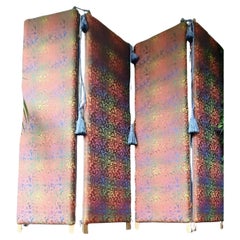 Vintage Stunning and unique mid century shot silk room divider screen