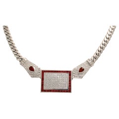 Stupenda e originalissima collana artigianale con diamanti e rubini