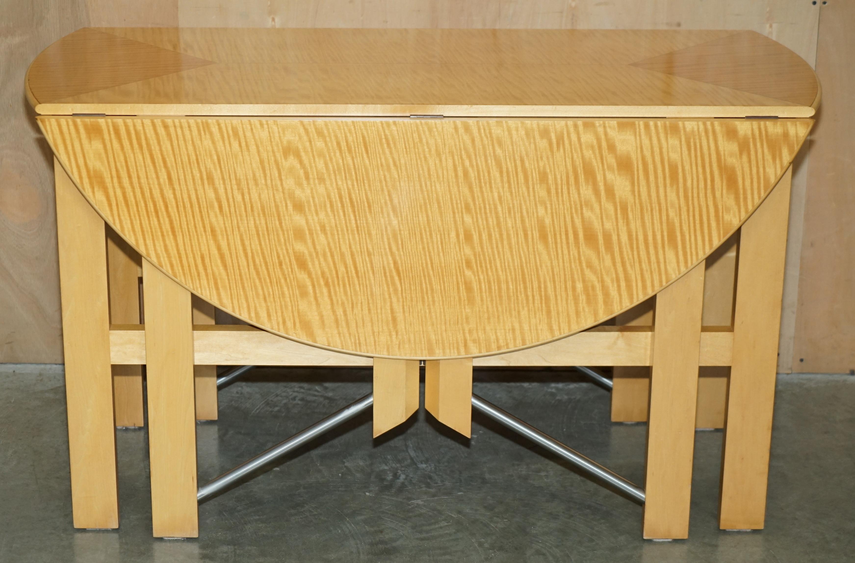 Hand-Crafted STUNNING ANDREW VARAH SATINWOOD WALNUT ROUND EXTENDING DINING TABLE WITH DRAWERs For Sale
