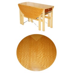 STUNNING ANDREW VARAH SATINWOOD WALNUT ROUND EXTENDING DINING TABLE WITH DRAWERs