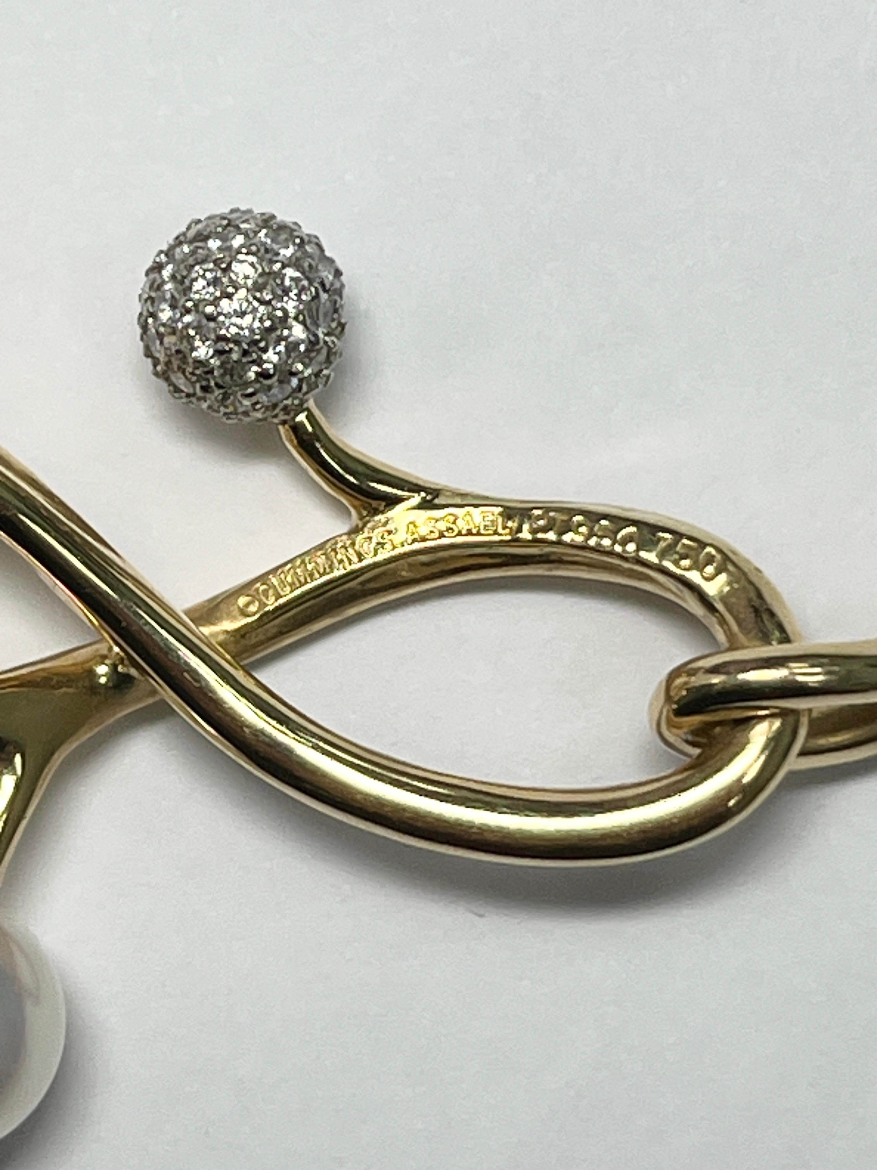 Stunning Angela Cummings and Assael Gold and Platinum Diamond Pearl Necklace 1