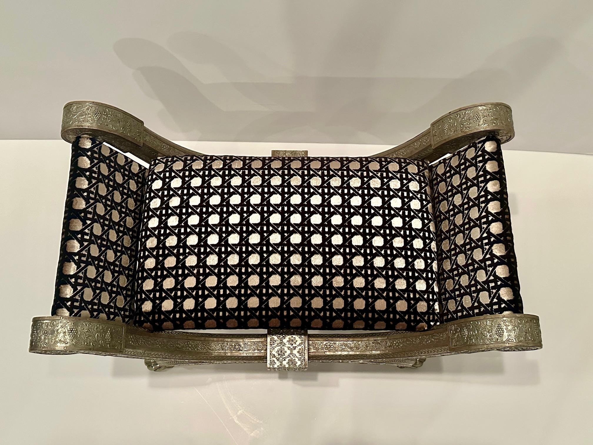 Stunning Anglo Indian Silver Wrapped Intricately Designed Clad Metal Bench For Sale 3