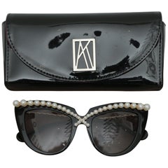Stunning Anna-Karin Karlsson Black Pearl Trimmed Sunglasses 2018
