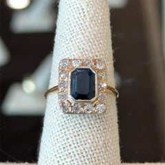 Stunning Antique 1800's Sapphire & Diamond Ring GIA