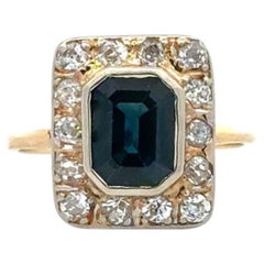 Stunning Antique 1800's Sapphire & Diamond Ring GIA