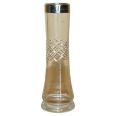 STUNNING ANTIQUE 1908 CUT GLASS CRYSTAL STERLING SiLVER PLANT VASE MUST SEE