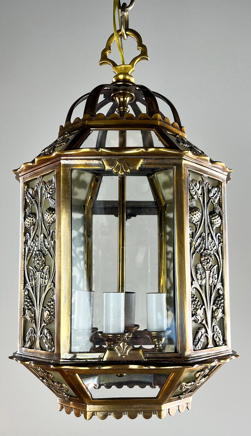 Early 20th Century Stunning Antique 1925 Cast Bronze Art Deco Lantern For Sale