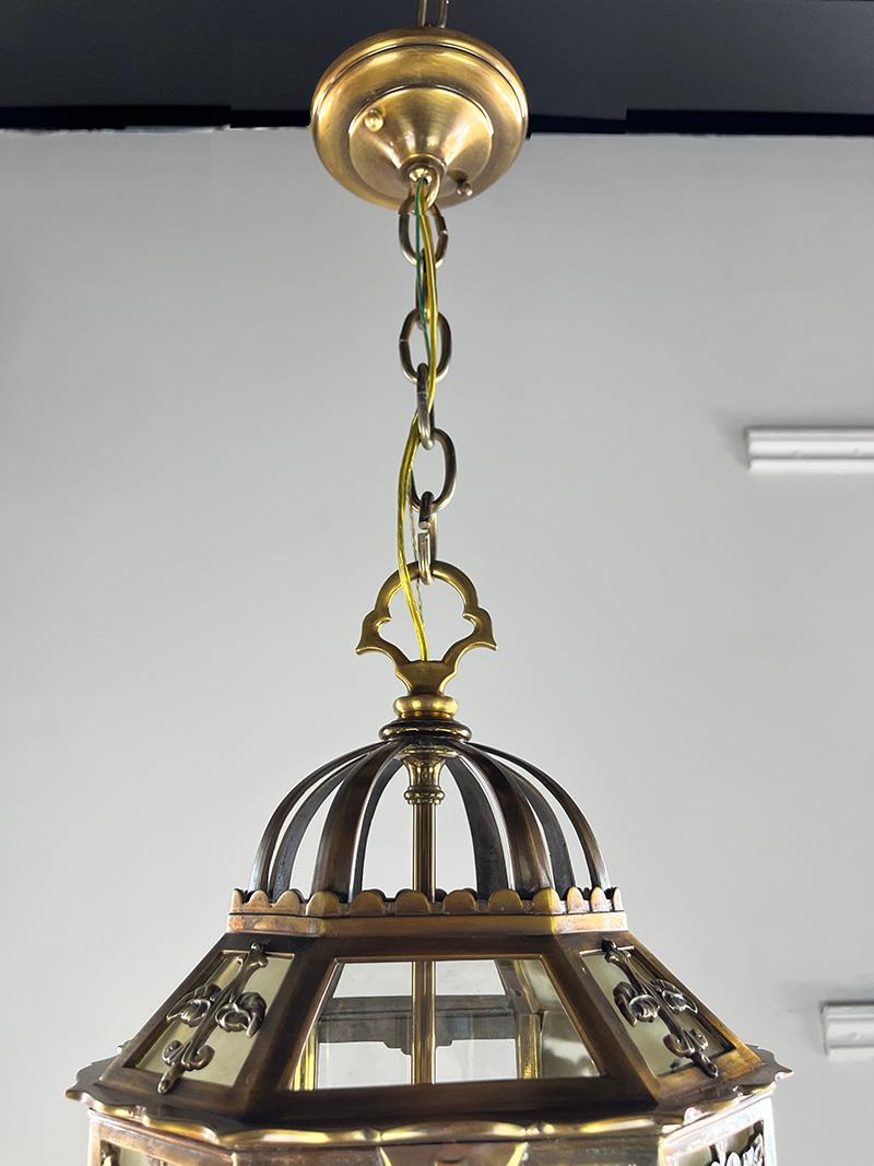 Stunning Antique 1925 Cast Bronze Art Deco Lantern For Sale 1