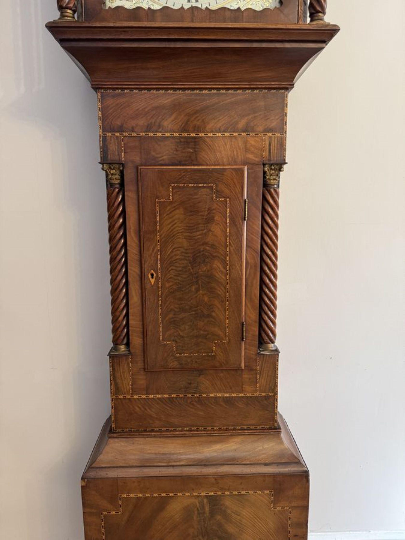 Inlay Stunning antique 19th Century quality mahogany 8 day longcase clock For Sale