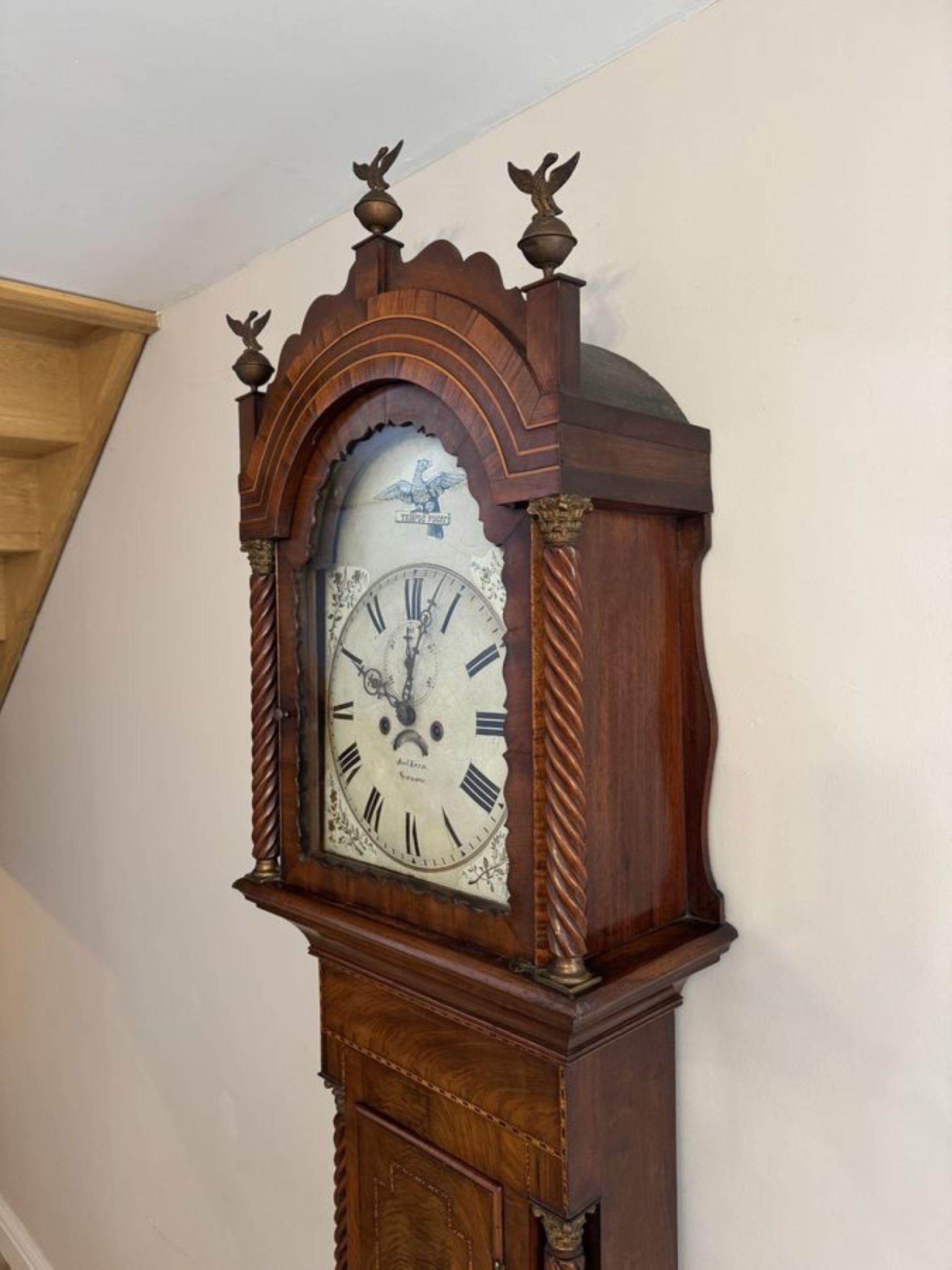 Mahogany Stunning antique 19th Century quality mahogany 8 day longcase clock For Sale