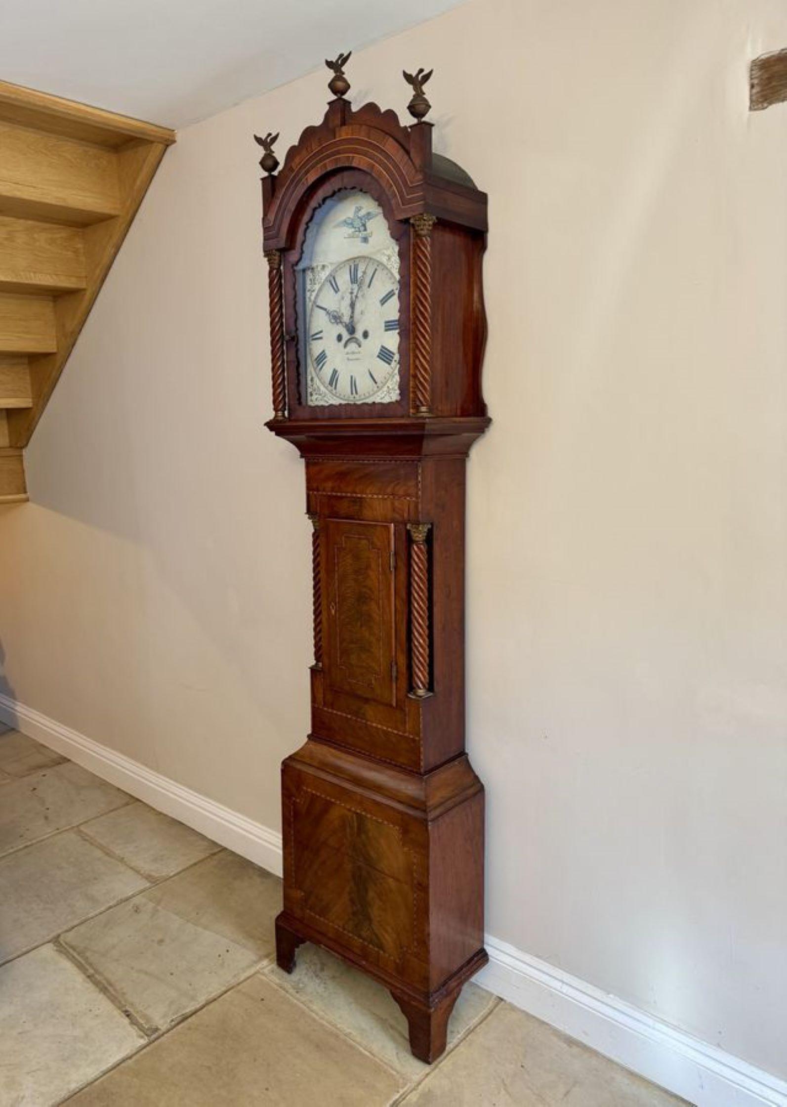Stunning antique 19th Century quality mahogany 8 day longcase clock For Sale 2