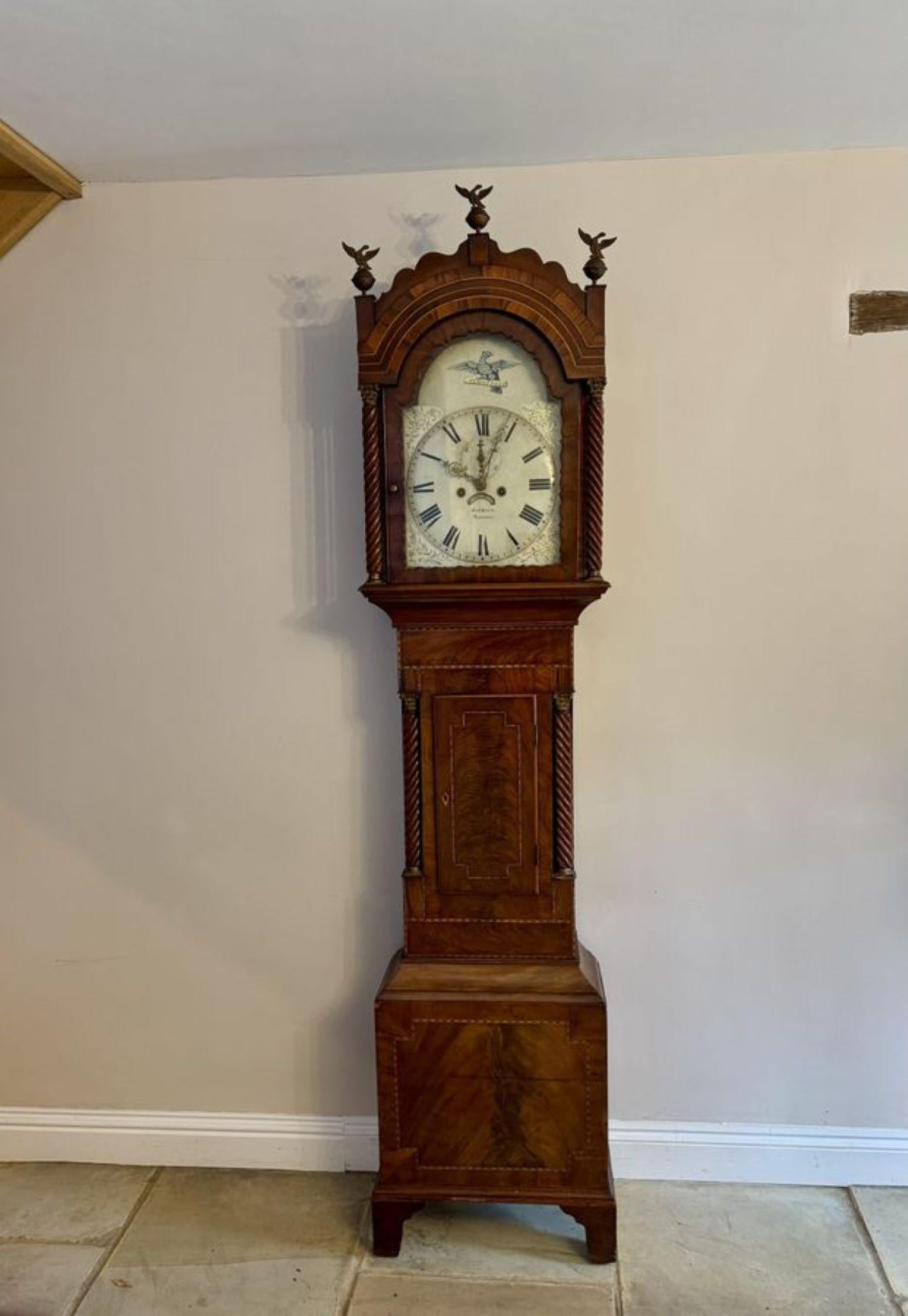 Stunning antique 19th Century quality mahogany 8 day longcase clock For Sale 3