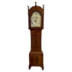 Impresionante reloj antiguo de caoba de calidad del siglo XIX de 8 días de caja larga