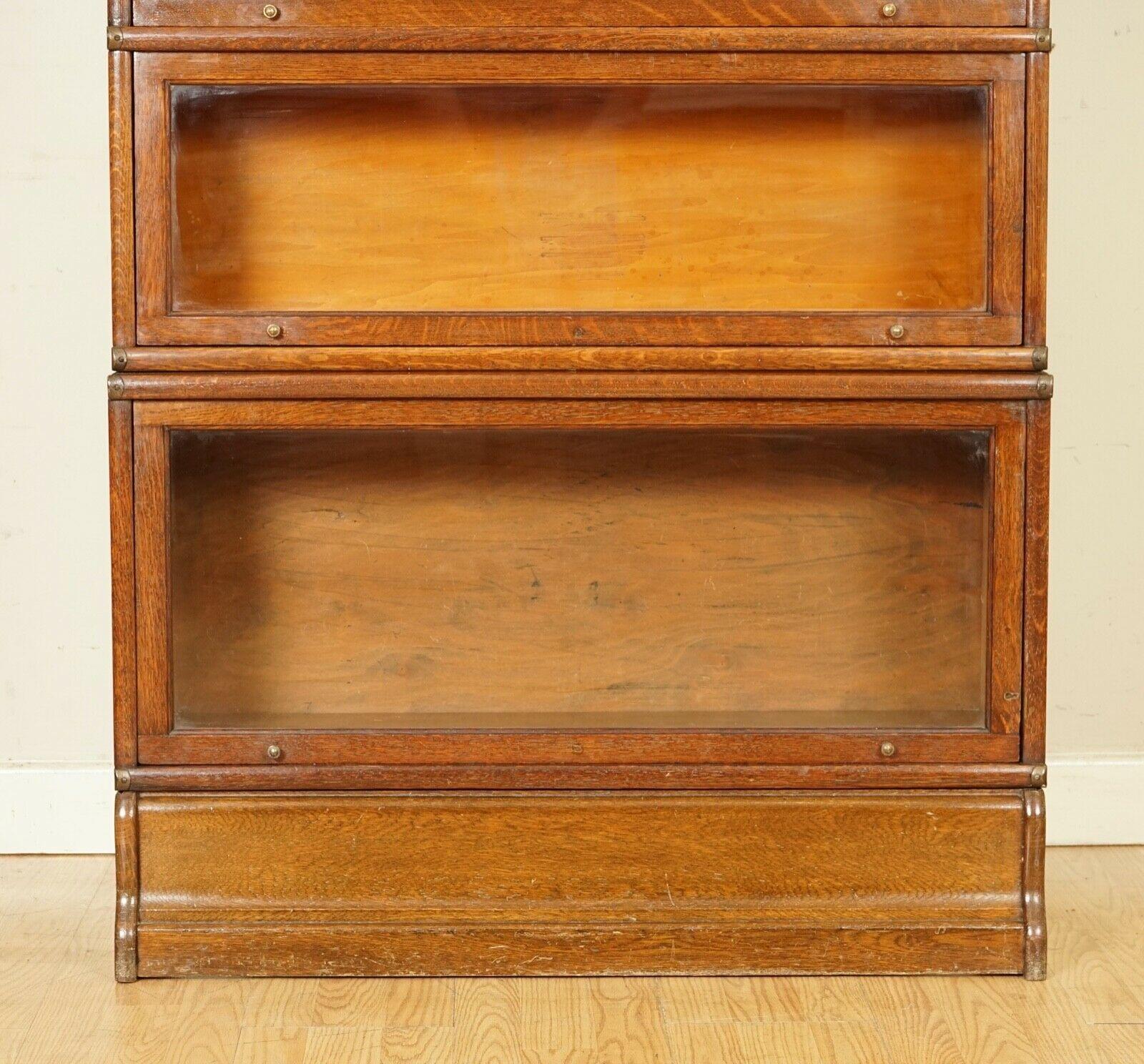 Stunning Antique 4 Section Oak Globe Wernicke Barristers Bookcase C.1920 '1/2' 3
