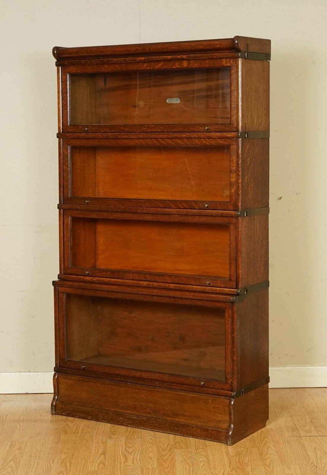 Stunning Antique 4 Section Oak Globe Wernicke Barristers Bookcase C.1920 '1/2' 5