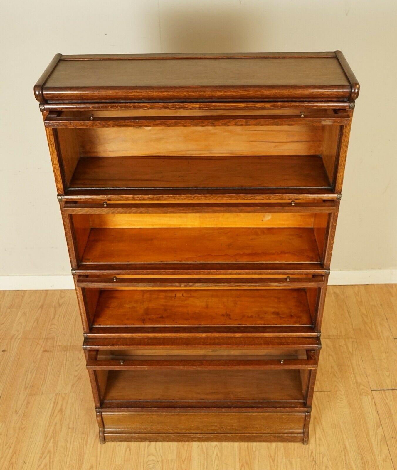 Hand-Crafted Stunning Antique 4 Section Oak Globe Wernicke Barristers Bookcase C.1920 '1/2'