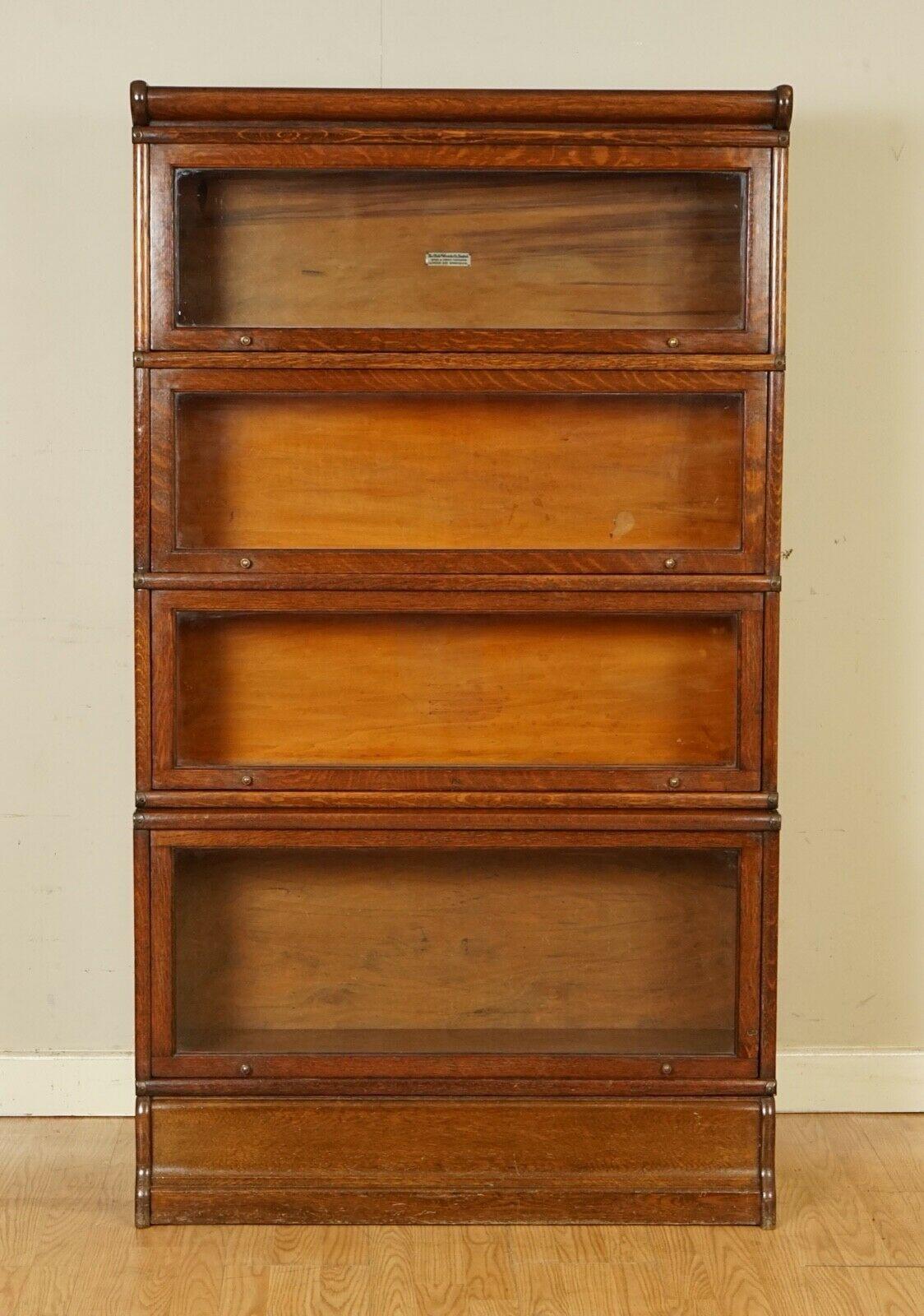 Stunning Antique 4 Section Oak Globe Wernicke Barristers Bookcase C.1920 '1/2' 1