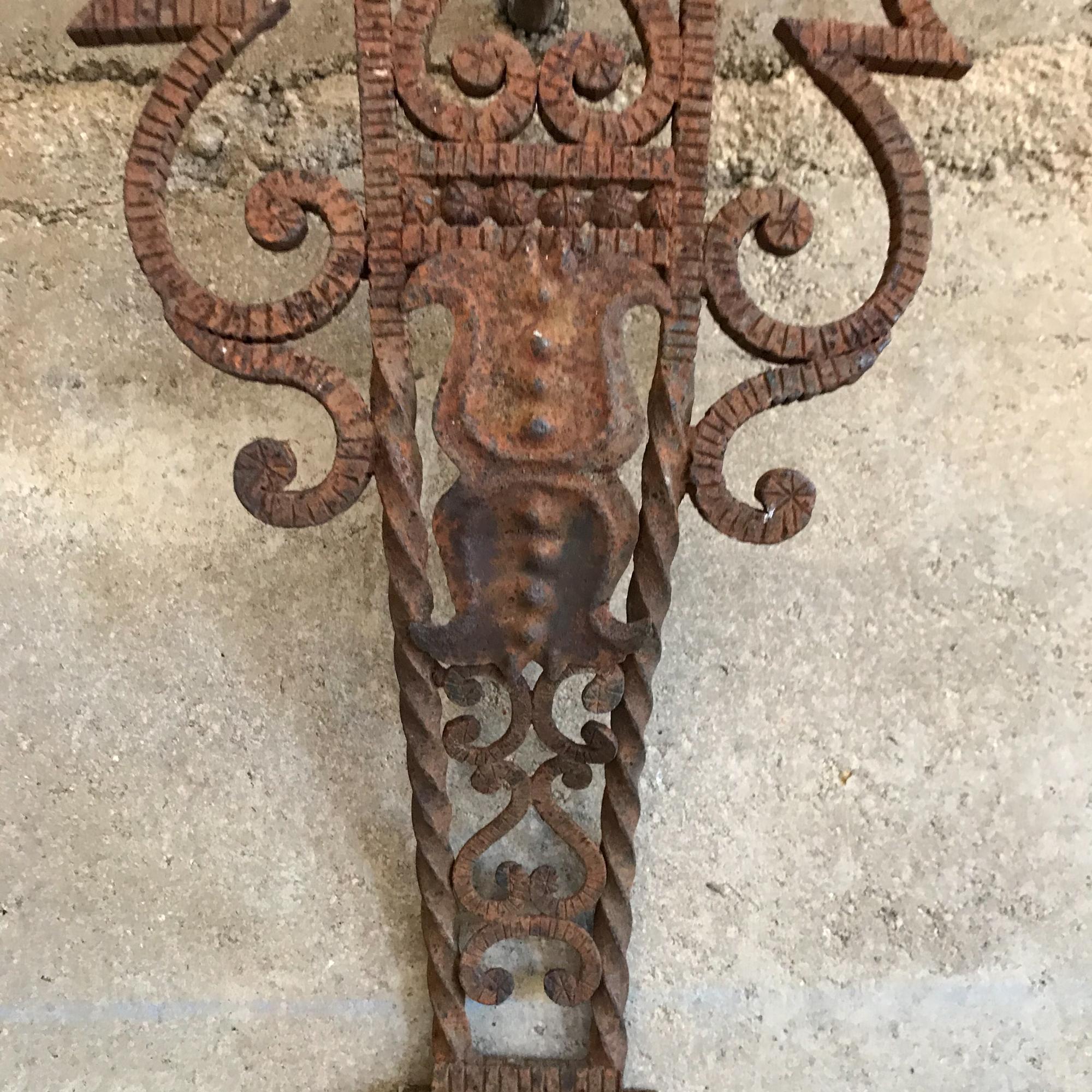 Mexican  Stunning Antique Architectural Salvage Wall Cross in Forged Iron  Mexico  1920s