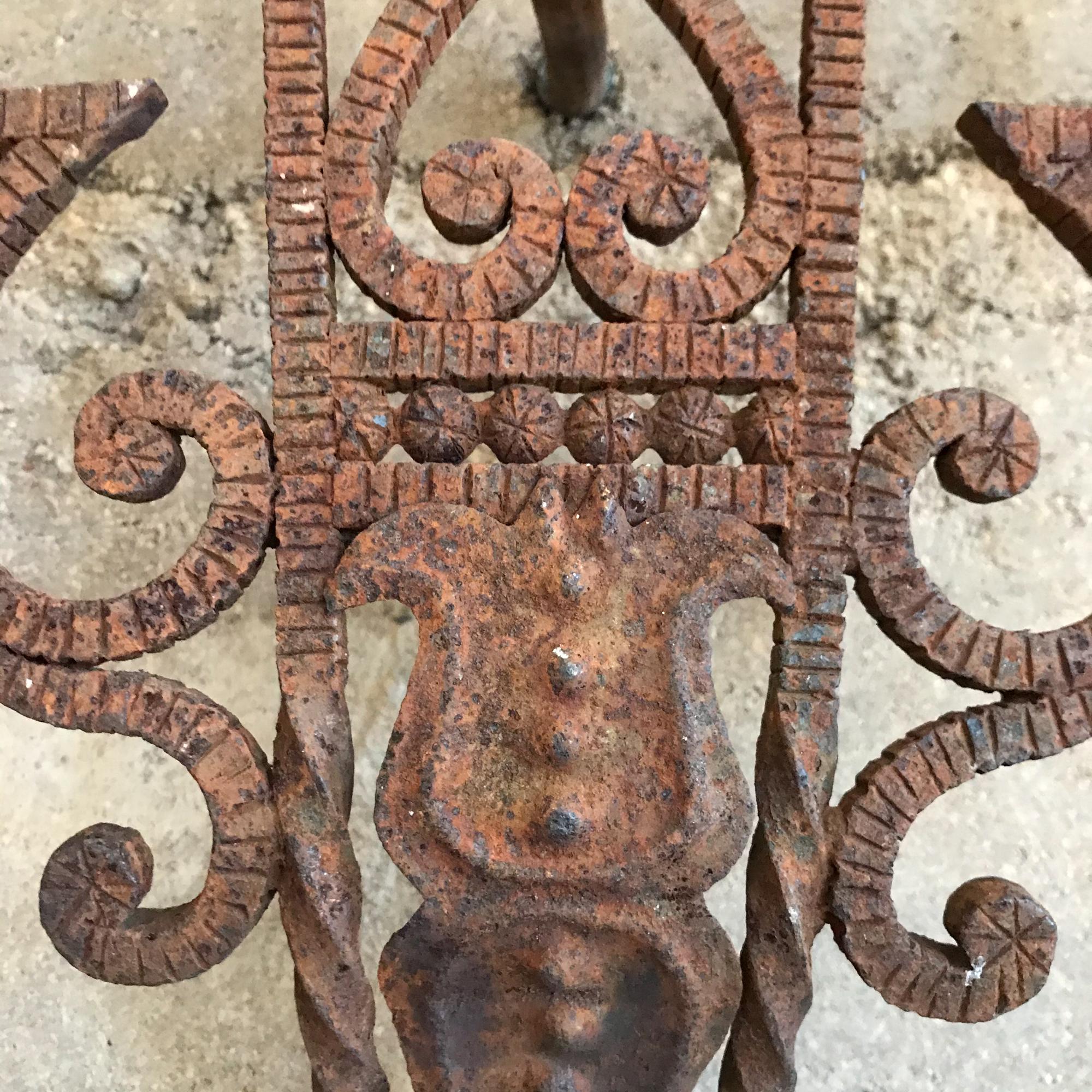 Early 20th Century  Stunning Antique Architectural Salvage Wall Cross in Forged Iron  Mexico  1920s