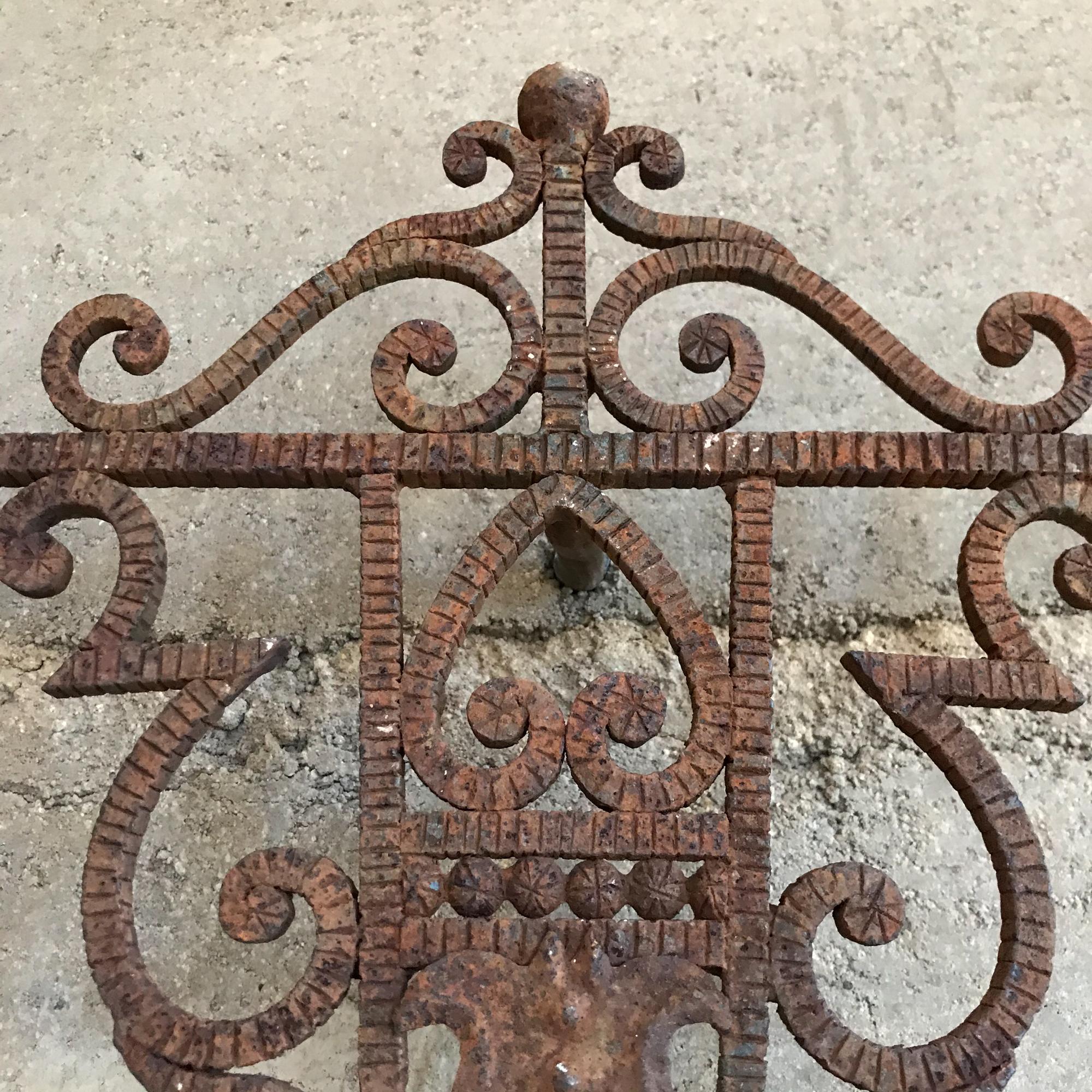  Stunning Antique Architectural Salvage Wall Cross in Forged Iron  Mexico  1920s 1
