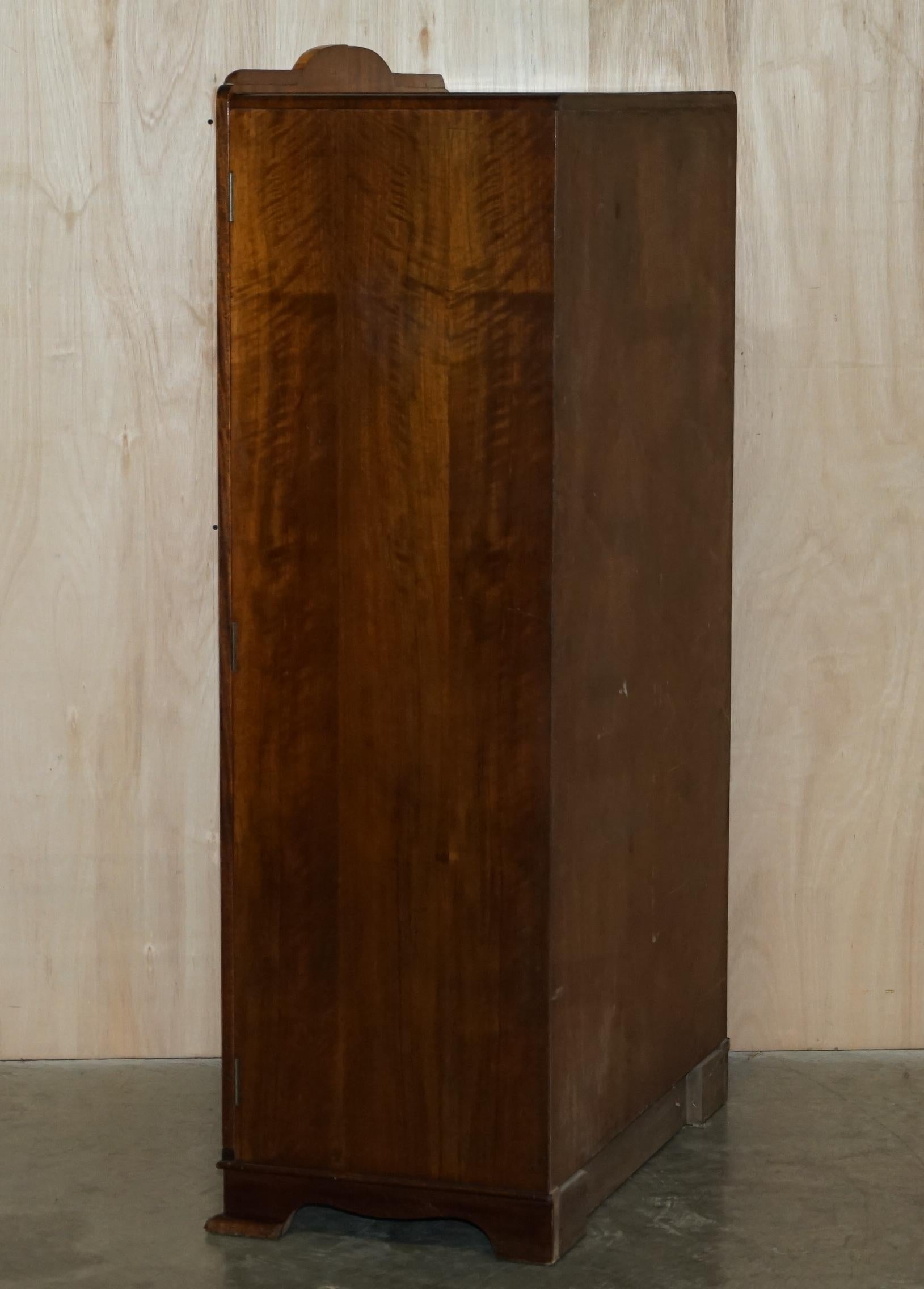 Stunning Antique Art Deco 1920's Burr Walnut Small Wardrobe Part of Lart Suite 5