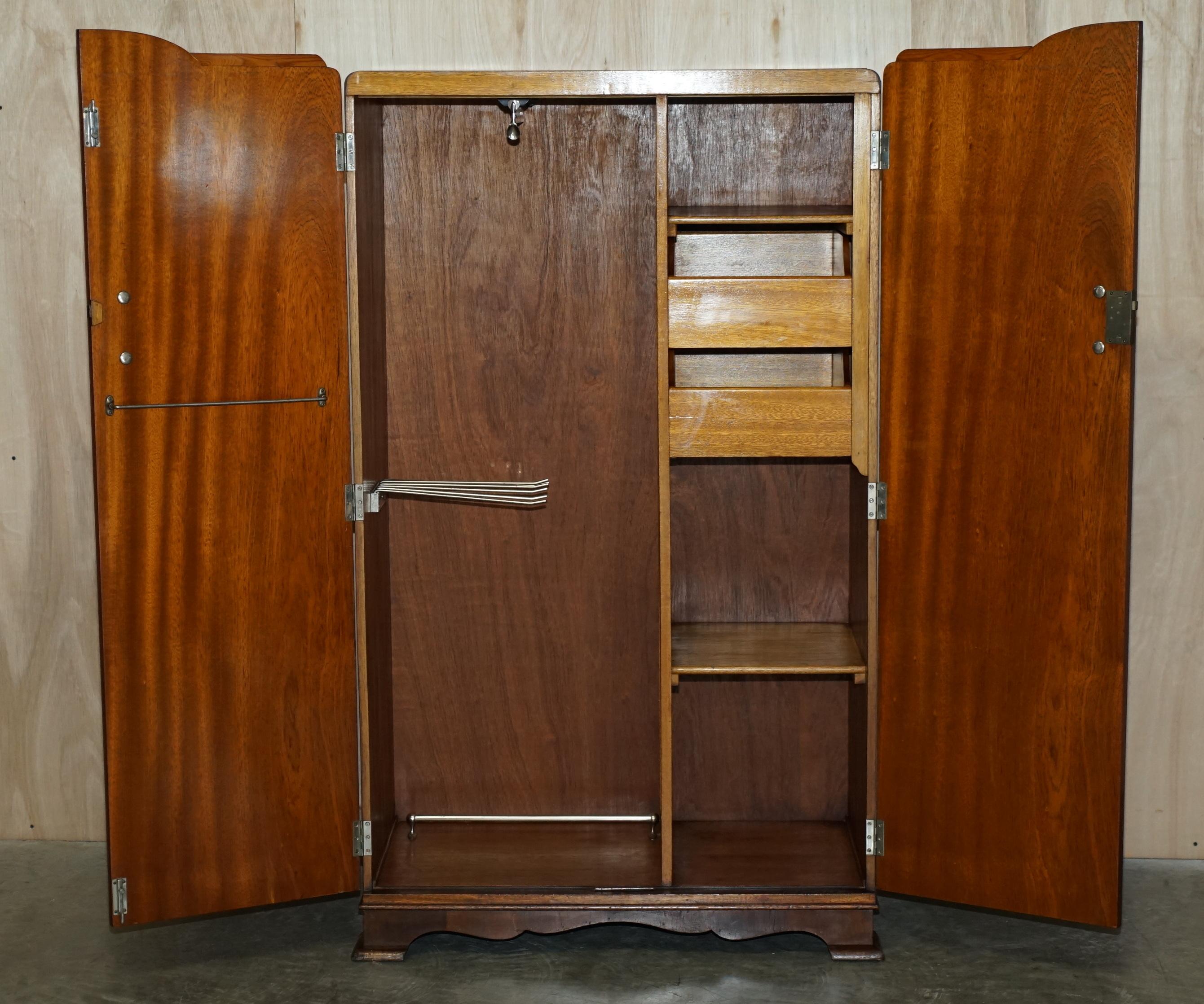 Stunning Antique Art Deco 1920's Burr Walnut Small Wardrobe Part of Lart Suite 7