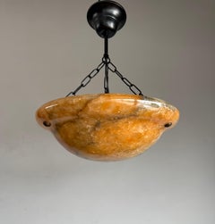 Stunning Antique Art Deco Alabaster Pendant / Flush Mount with Amazing Colors