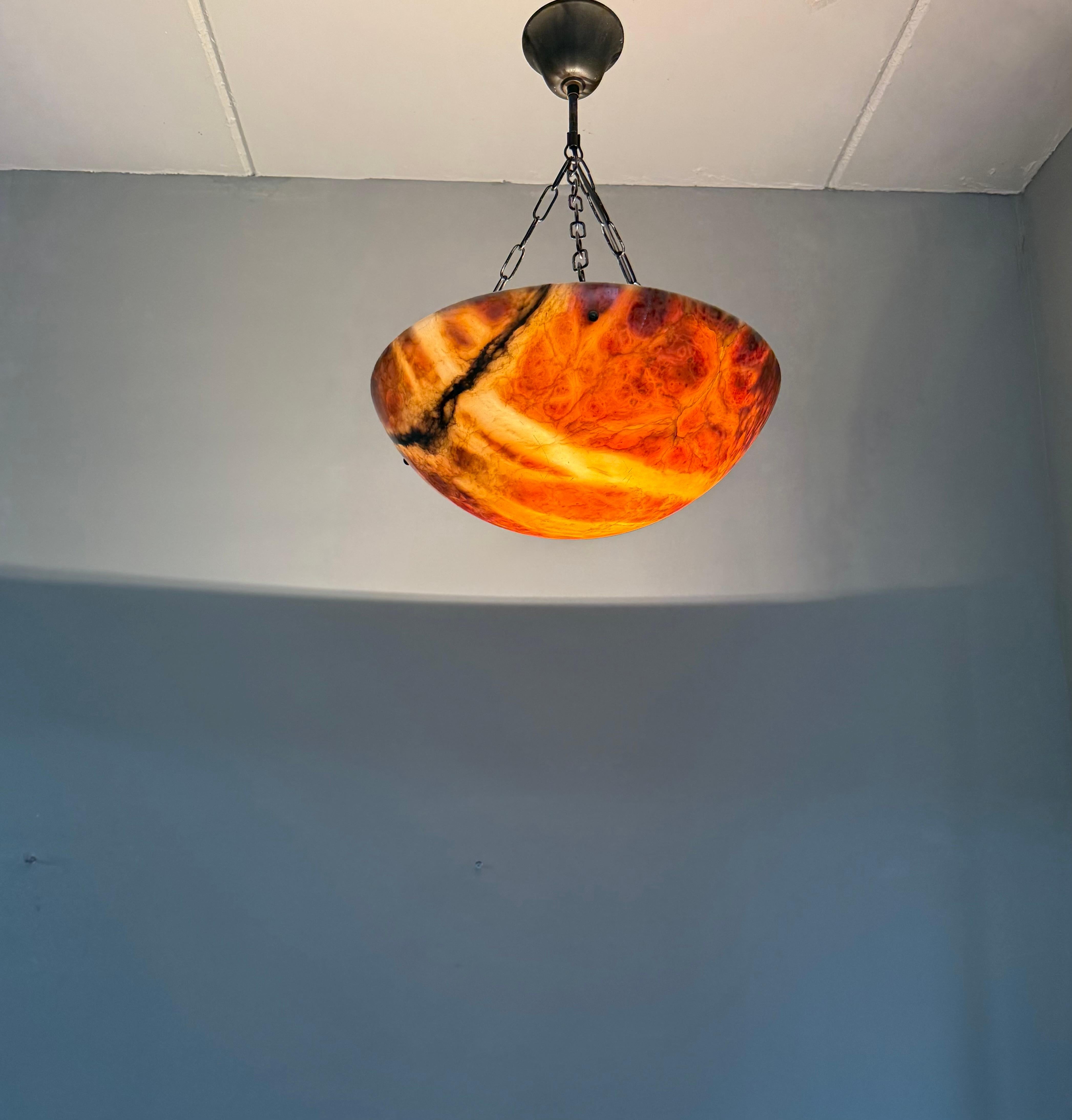Stunning Antique Art Deco Alabaster Pendant / Flush Mount with Amazing Colors For Sale 13