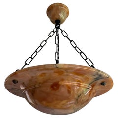 Stunning Antique Art Deco Alabaster Pendant / Flush Mount with Amazing Colors