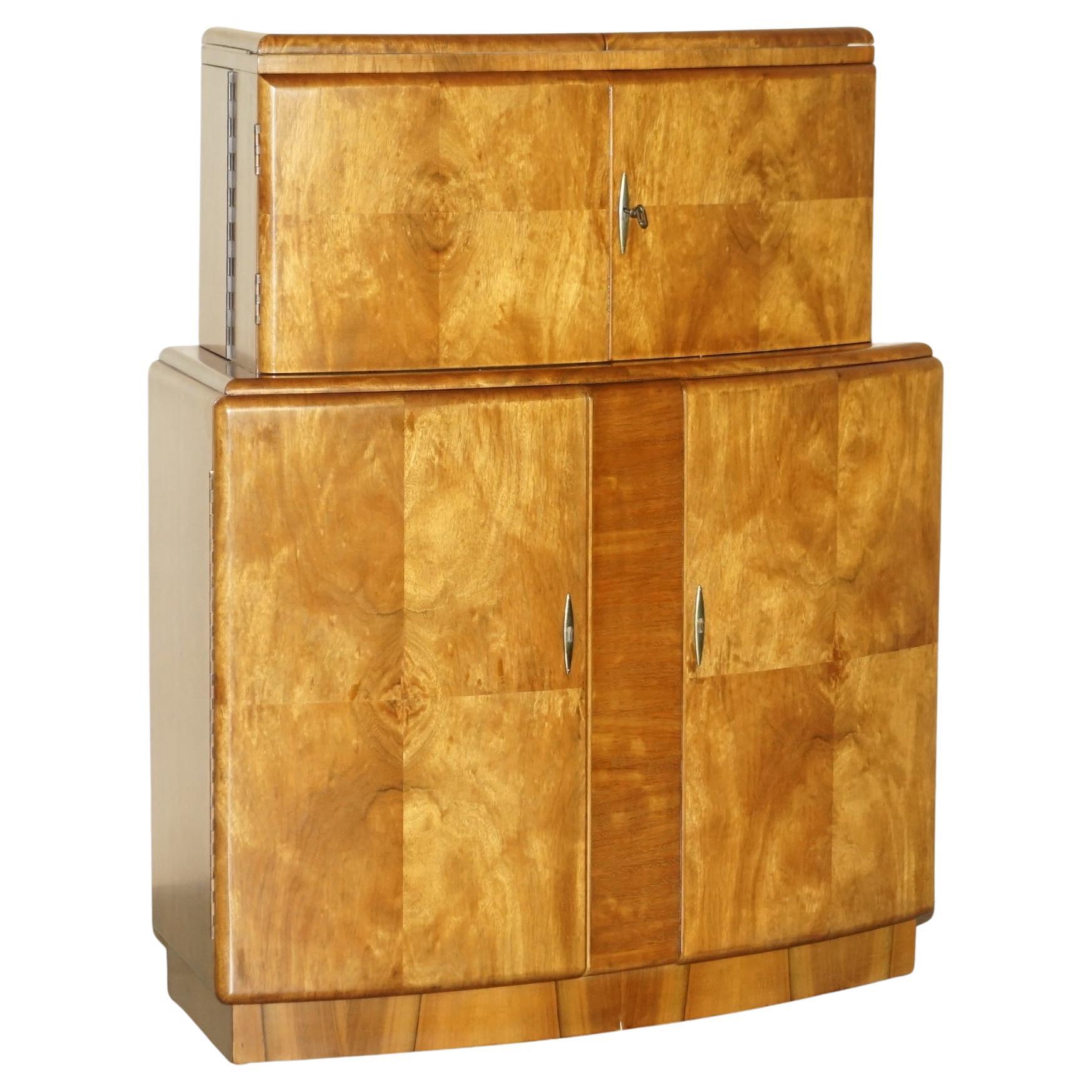 Antique Art Deco Burr Walnut Cocktail Bar, circa 1920 at 1stDibs