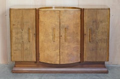 Stunning Antique Art Deco Burr Walnut Sideboard with Drawers Drinks Cabinet