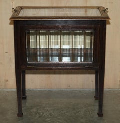 Stunning Antique Art Deco Fluted Glass Drinks Bar Table with Removable Tray Top