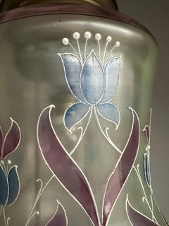 Atemberaubende antike, Arts & Crafts-Pendelleuchte / Laterne aus Messing und mundgeblasenem Kunstglas