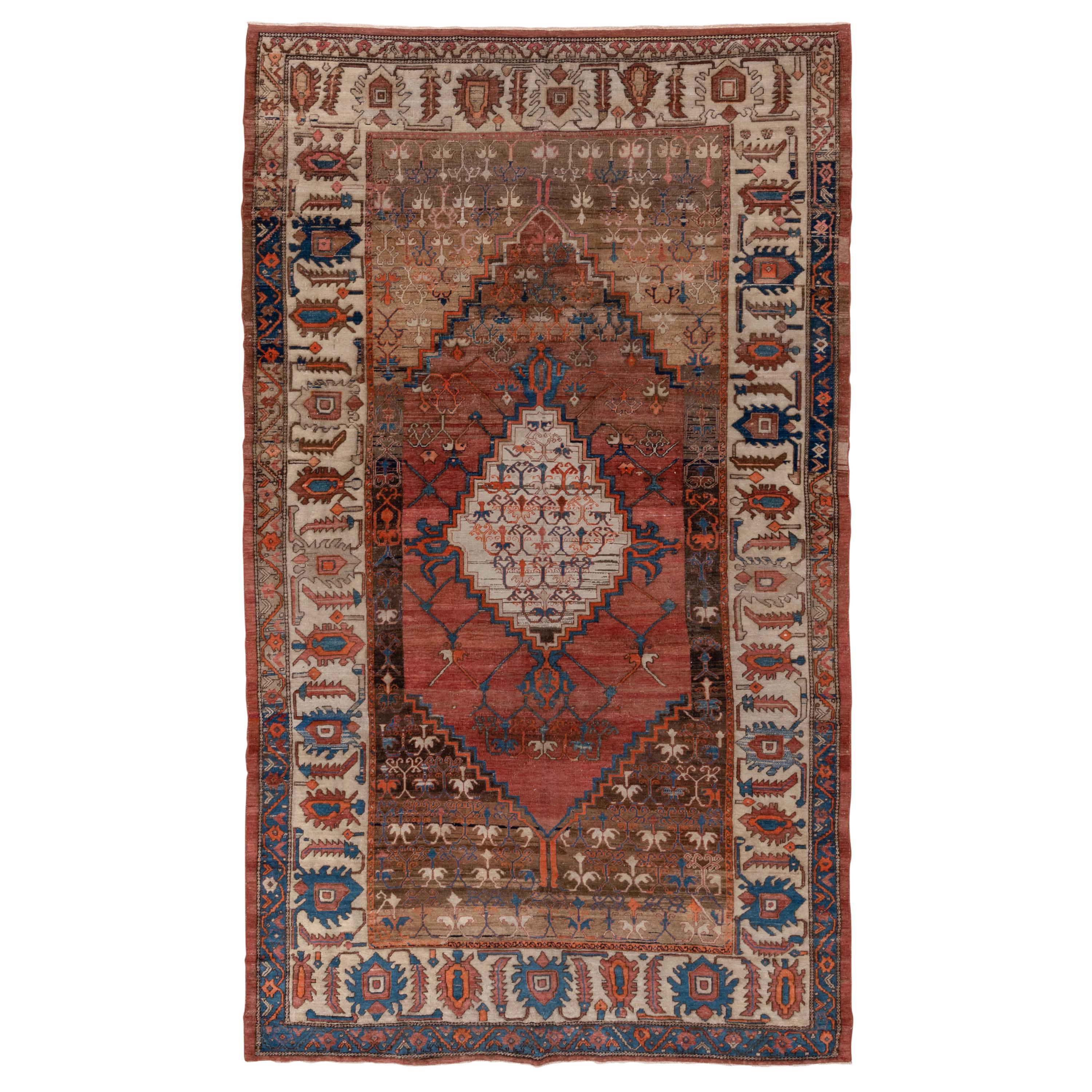Fine Antique Bakhshayesh Carpet, Rust, Brown, Blue and Pink Tones For Sale