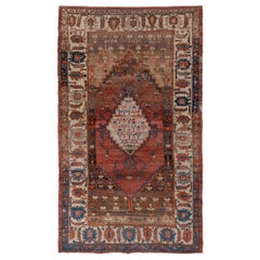 Antiker Bakhshayesh-Teppich, rostfarben, braun, blau und rosa Töne