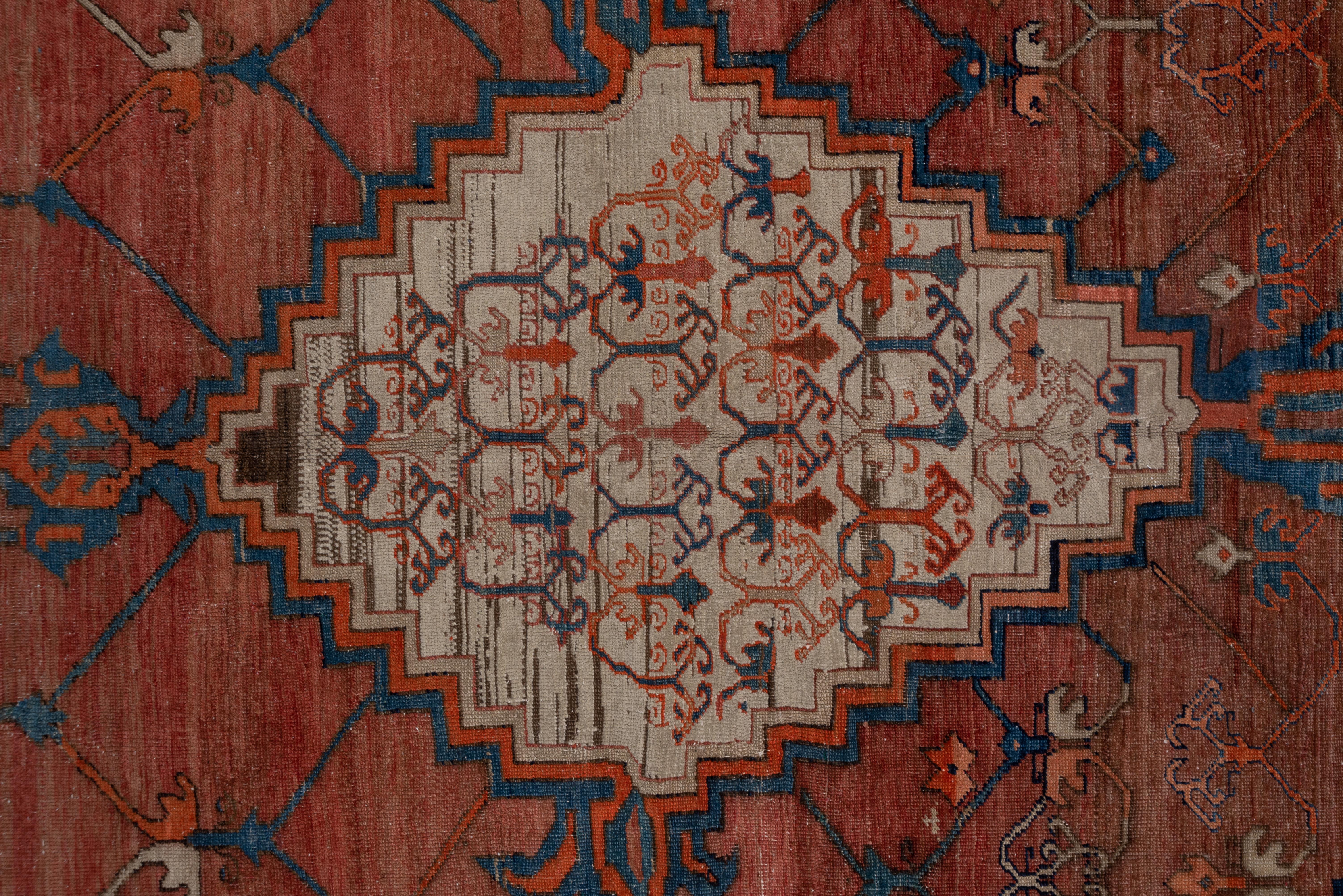 Fine Antique Bakhshayesh Carpet, Rust, Brown, Blue and Pink Tones In Good Condition For Sale In New York, NY