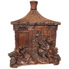 Stunning
Antique Black Forest Box, Carved Cottage w. Figural Fox Family Group Stunning
Antique Black Forest Box, Carved Cottage w. Figural Fox Family Group