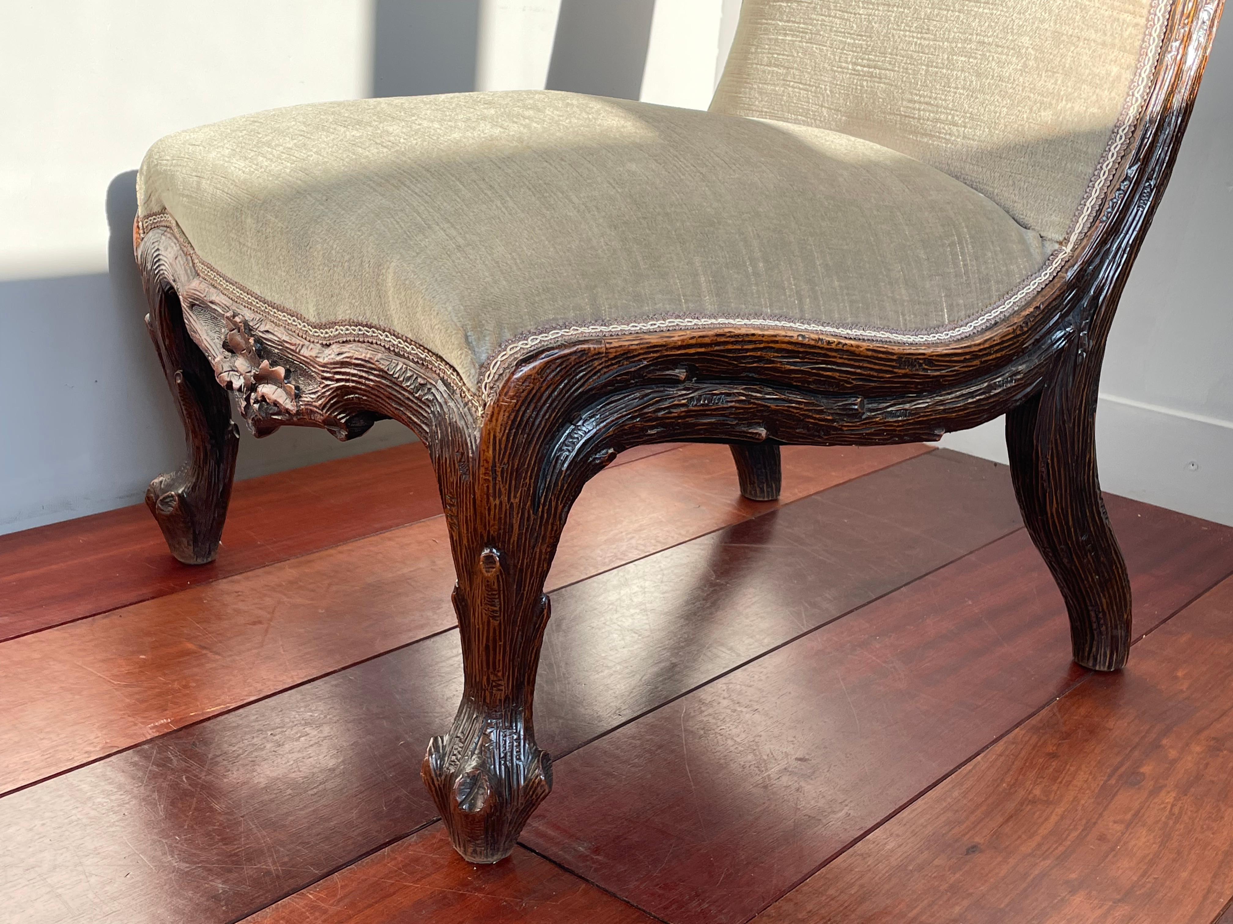 Chêne Superbe chaise de cheminée ancienne de la Forêt-Noire par Horrix avec Excellente tapisserie d'ameublement en vente