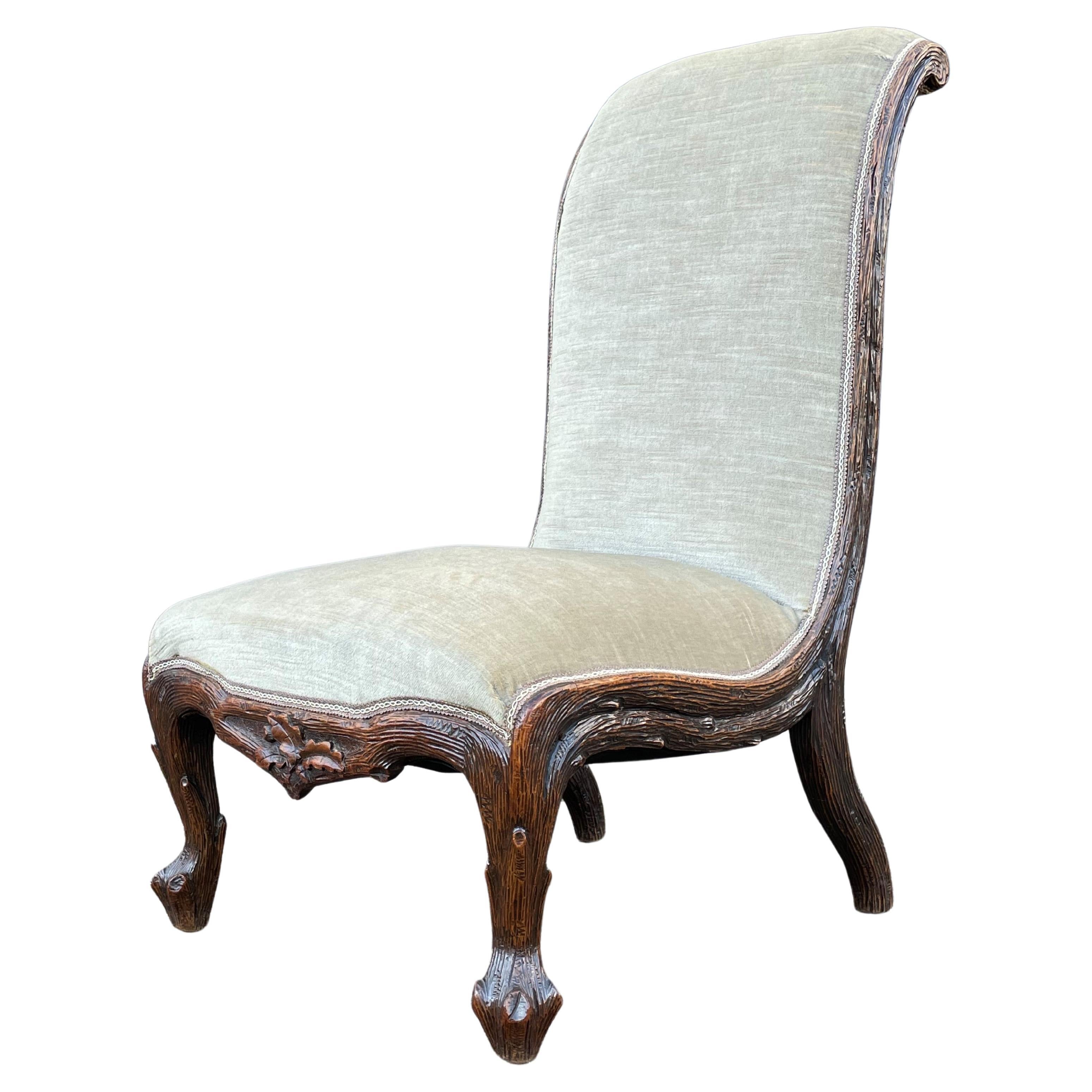 Superbe chaise de cheminée ancienne de la Forêt-Noire par Horrix avec Excellente tapisserie d'ameublement en vente