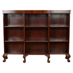 Stunning Antique Breakfront Open Dwarf Bookcase on Claw and Ball Feet