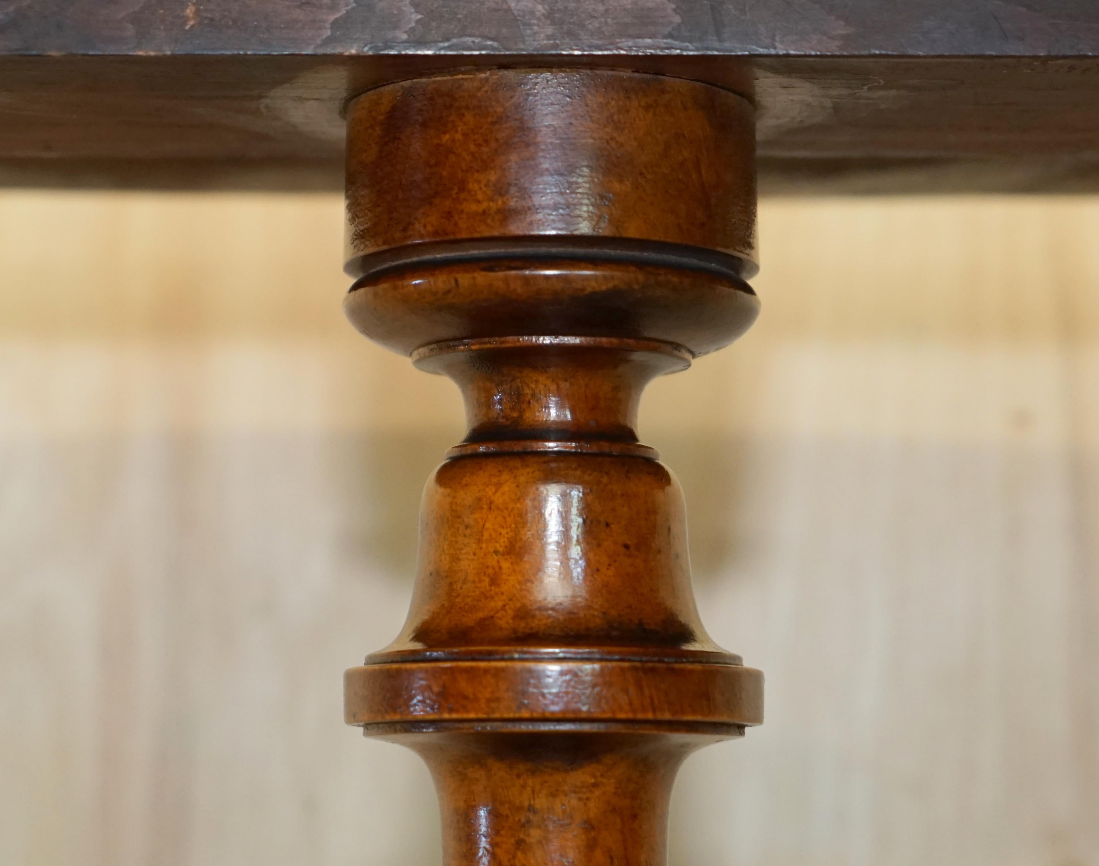 English Stunning Antique Burr Walnut Chess Board Table with Staunton Chess Pieces Set