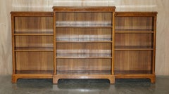 Stunning Antique Burr Walnut Dwarf Open Library Breakfront Bookcase Sideboard